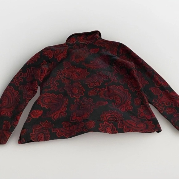 Croft And Barrow Women’s 1/4 Zip Pullover Sweater Red  Black Paisley Size XL - Picture 3 of 7